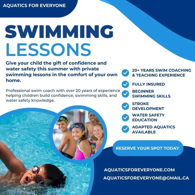 PRIVATE SWIMMING LESSONS – SUMMER 2026Aquatics for Everyone