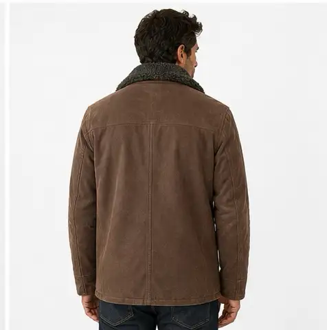 Men’s Sherpa Collar Leather Jacket - Photo 4