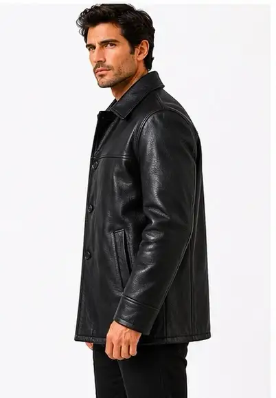 Men’s Premium Black Leather Jacket - Photo 2