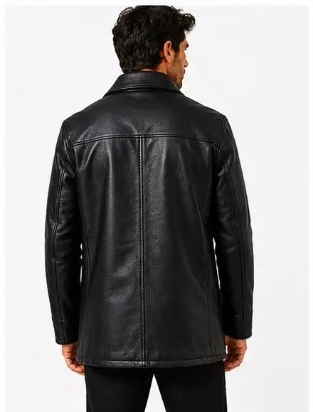Men’s Premium Black Leather Jacket - Photo 3