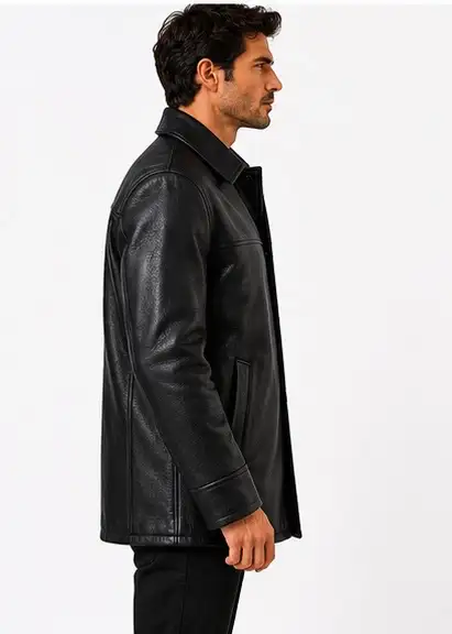 Men’s Premium Black Leather Jacket - Photo 4