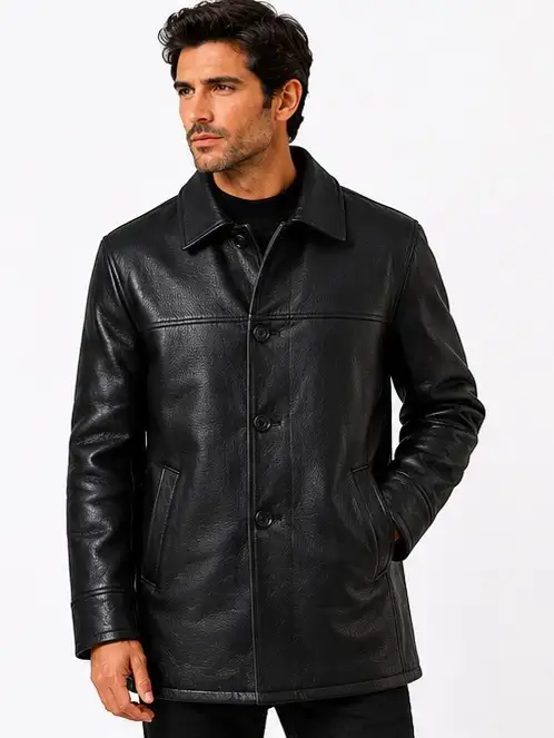 Men’s Premium Black Leather Jacket - Photo 5