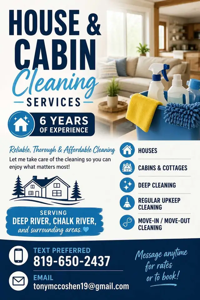 Looking for a house/Cabin cleaner