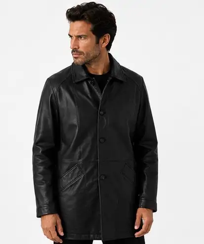 Men’s Classic Black Leather Jacket - Photo 4
