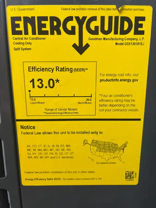 AC Unit Goodman Amana Distinctions Model GSX130181EJ - Photo 4