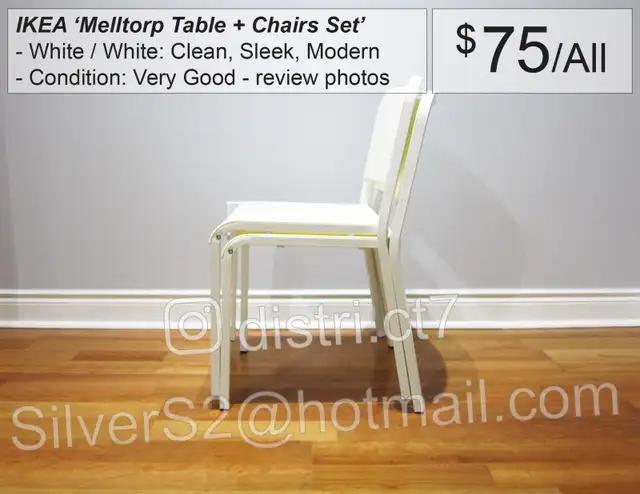 ~ IKEA Melltorp Table   2 Chairs White ~ - Photo 3