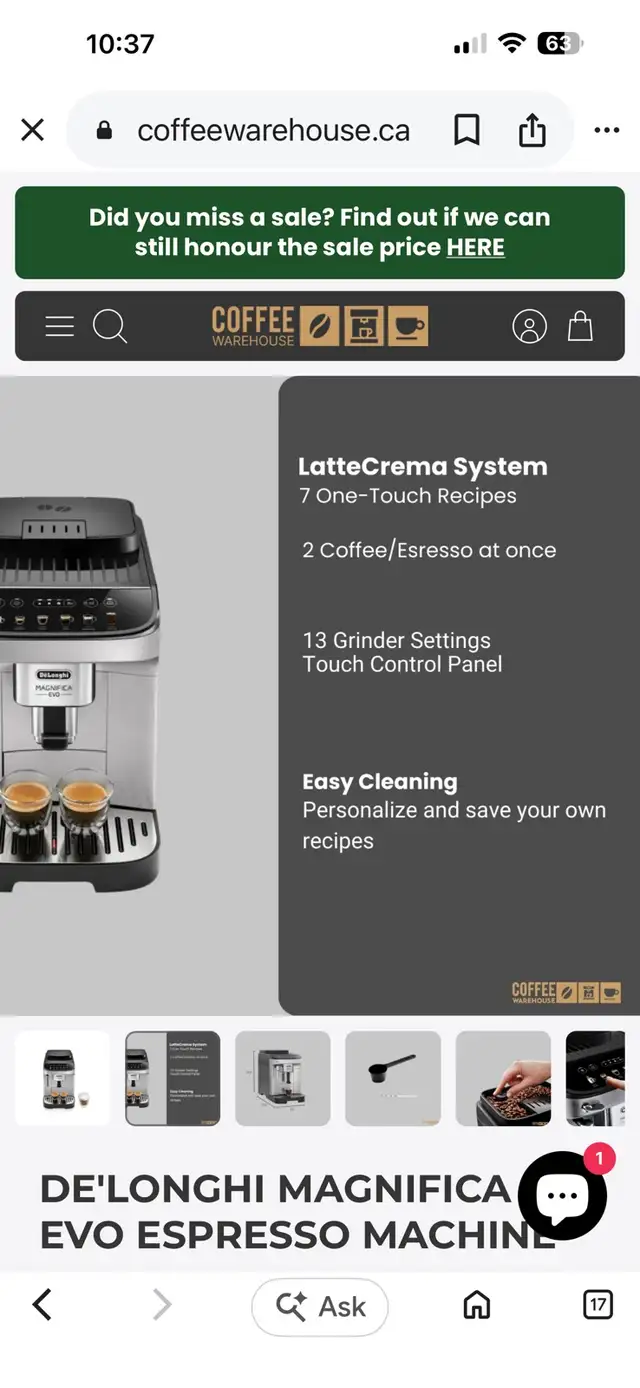 D’elonghi Magnifico Evo automatic espresso machine - Photo 2