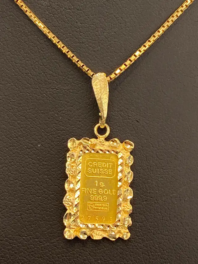 14K Gold Bar Pendant
