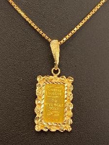 14K Gold Bar Pendant