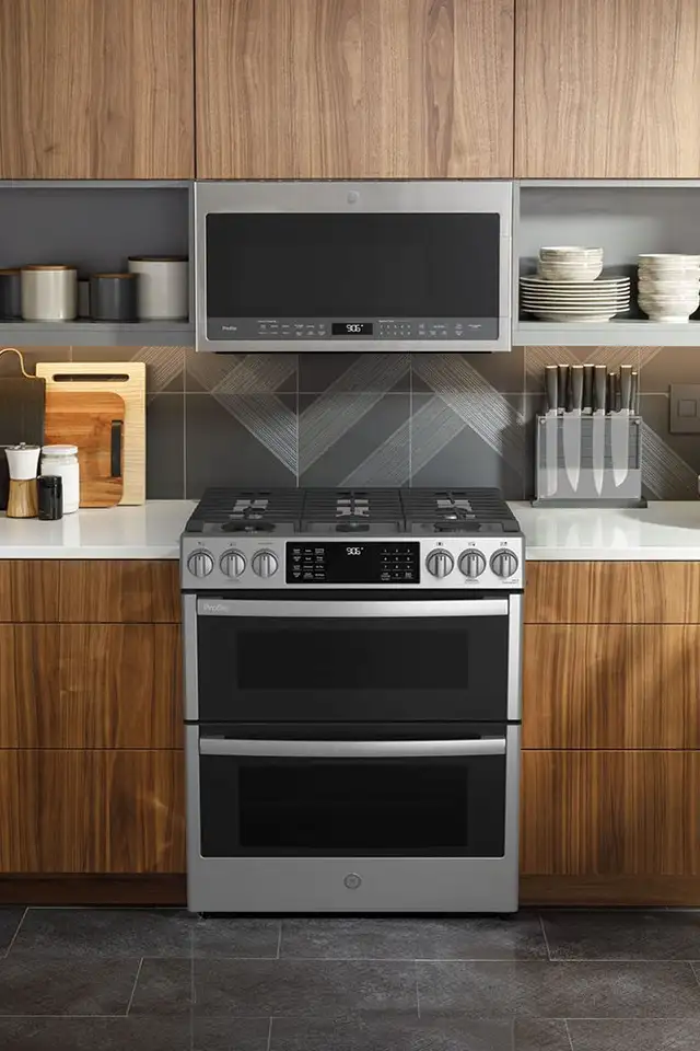 GE Profile PCGS960YPFS 30' Slide In Double Oven Gas Range Air Fr - Photo 5