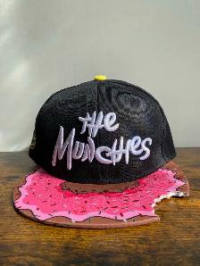 Black Snapback Cap w/ Pink Donut Brim - The Munchies