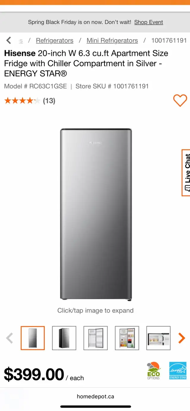 NEW 20" Hisense 6.3 Cu.Ft Large Compact Fridge (Stainless Steel) - Photo 9