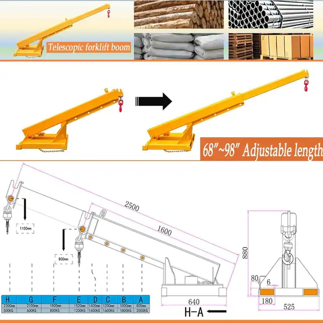 2T Forklift Mobile Crane Extension Hoist Jib Boom Hook 170055 - Photo 8