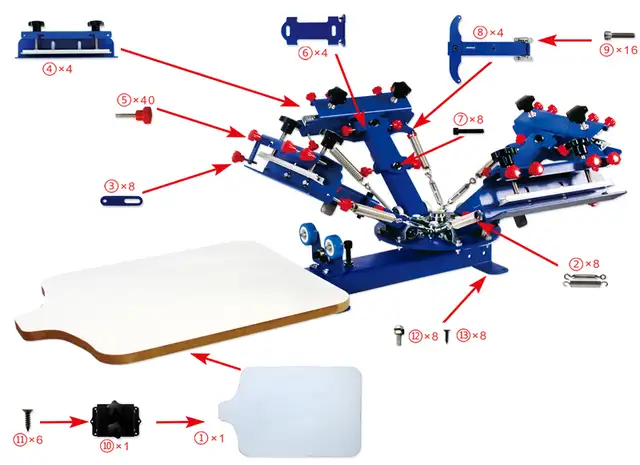 Micro-adjust Table Type 4 Color 1 Station Press Printer 006522