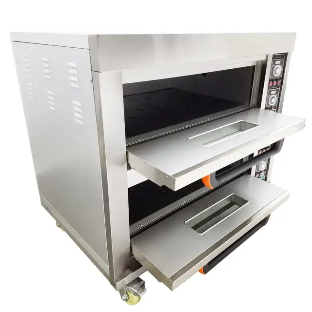 Commercial Movable Double Pizza Oven 4 Baking Sheets 220V 056986 - Photo 2