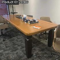 Solid Wood White Oak Office Boardroom Table w/ Black Post Legs