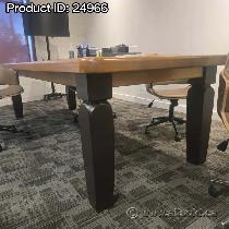 Solid Wood White Oak Office Boardroom Table w/ Black Post Legs - Photo 2