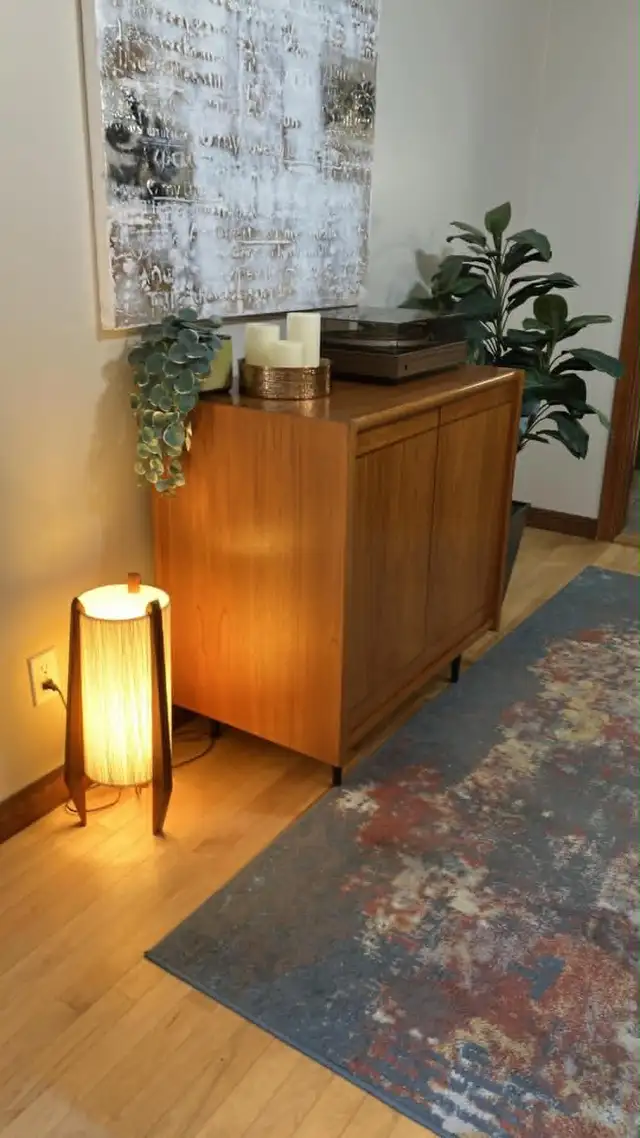 Mid century. TEAK TECK. Lampe / Buffet, bahut disques vinyles - Photo 2