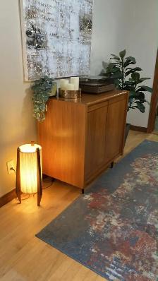 Mid century. TEAK TECK. Lampe / Buffet, bahut disques vinyles - Photo 2