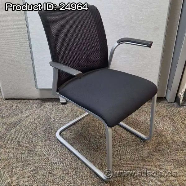 Steelcase Reply Black and Silver Guest Chair w/ Mesh Back