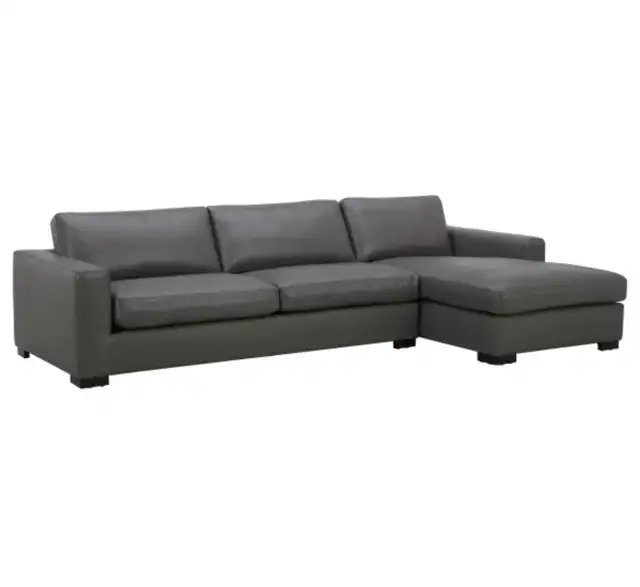 Grey top grain leather sectional - Photo 2