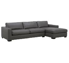 Grey top grain leather sectional - Photo 2