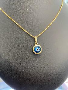 14K Gold Evil Eye Pendant