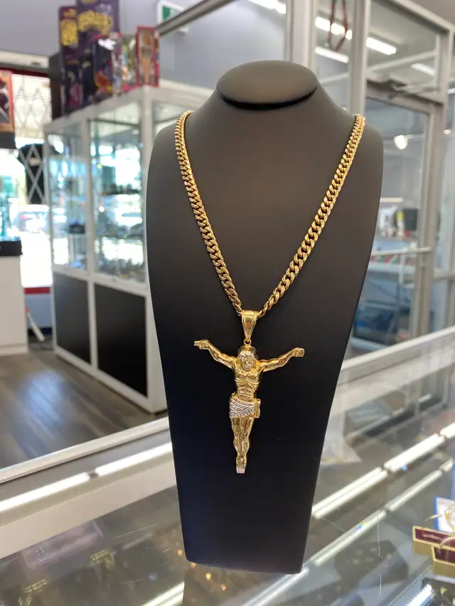 10K Two-Tone Crucified Jesus Pendant