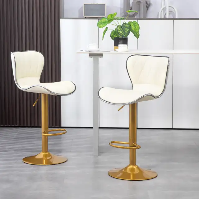 Adjustable Height  Bar Stools Set of 2 (Gold and White)Delivered