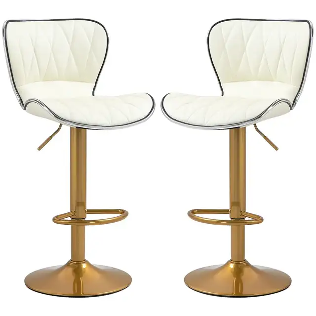 Adjustable Height  Bar Stools Set of 2 (Gold and White)Delivered - Photo 2