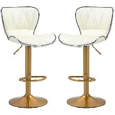 Adjustable Height  Bar Stools Set of 2 (Gold and White)Delivered - Photo 2
