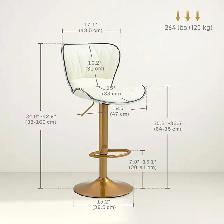 Adjustable Height  Bar Stools Set of 2 (Gold and White)Delivered - Photo 3