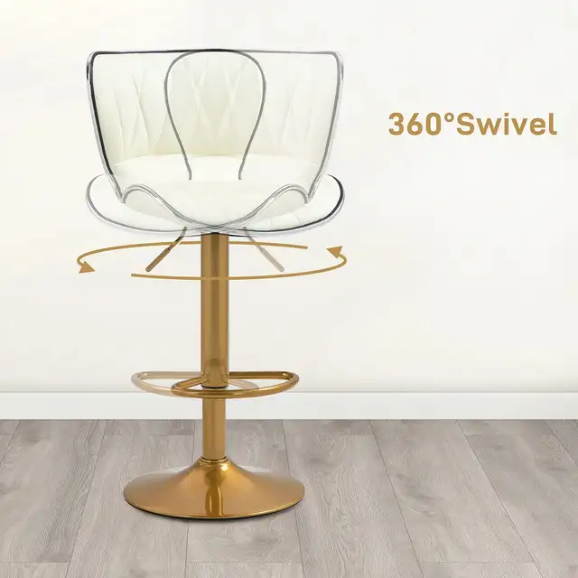 Adjustable Height  Bar Stools Set of 2 (Gold and White)Delivered - Photo 5