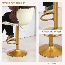 Adjustable Height  Bar Stools Set of 2 (Gold and White)Delivered - Photo 7