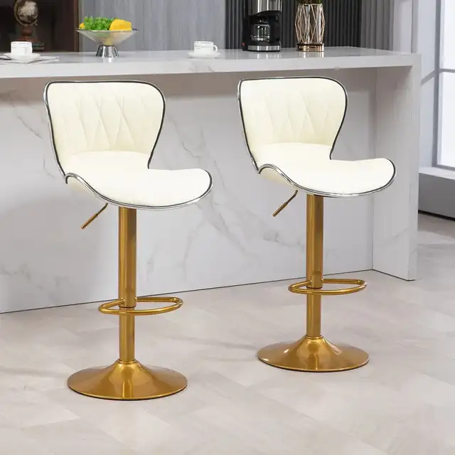 Adjustable Height  Bar Stools Set of 2 (Gold and White)Delivered - Photo 8