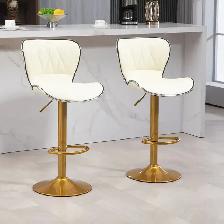 Adjustable Height  Bar Stools Set of 2 (Gold and White)Delivered - Photo 8