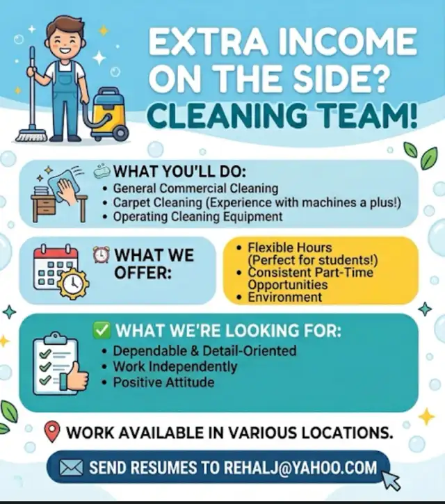 Now Hiring: Part-Time Cleaner (Flexible Hours)