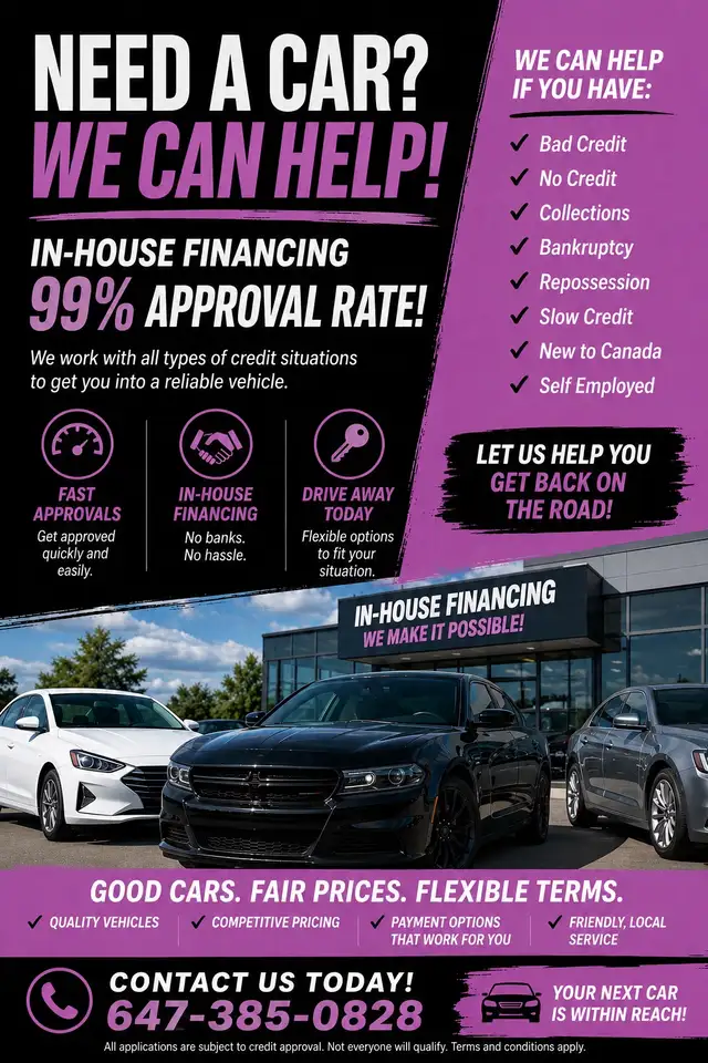 Need a Car? In-House Financing Available