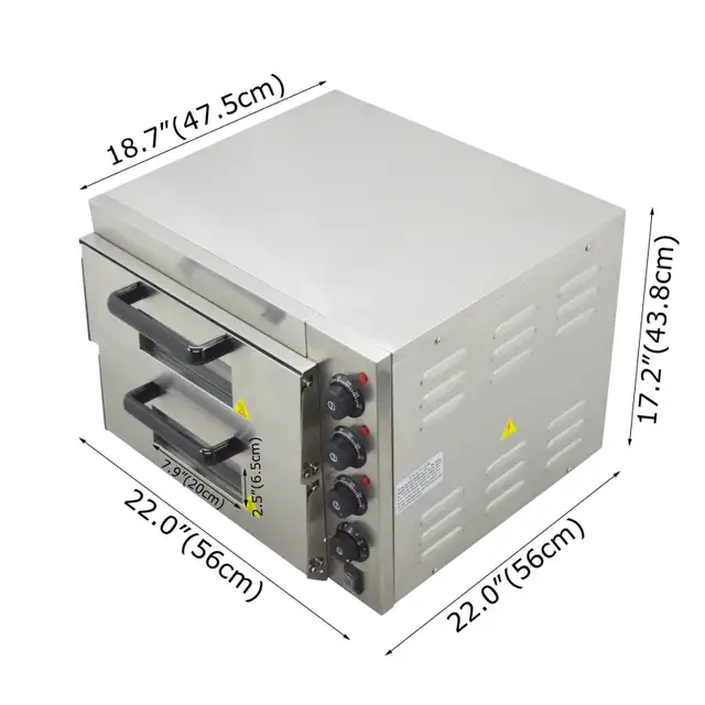 16''Commercial Double-decker Pizza Electric Oven 220V 3KW 056874 - Photo 2