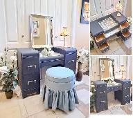 MAKEUP VANITY, MIRROR & STOOL