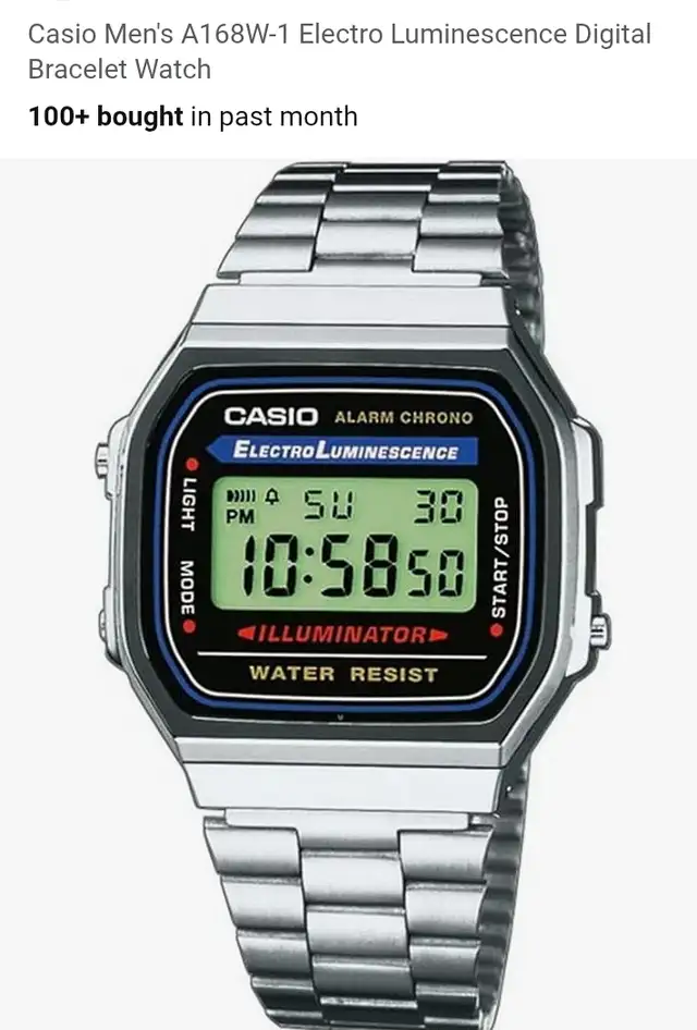 Casio 'vintage' watch electro luminescence