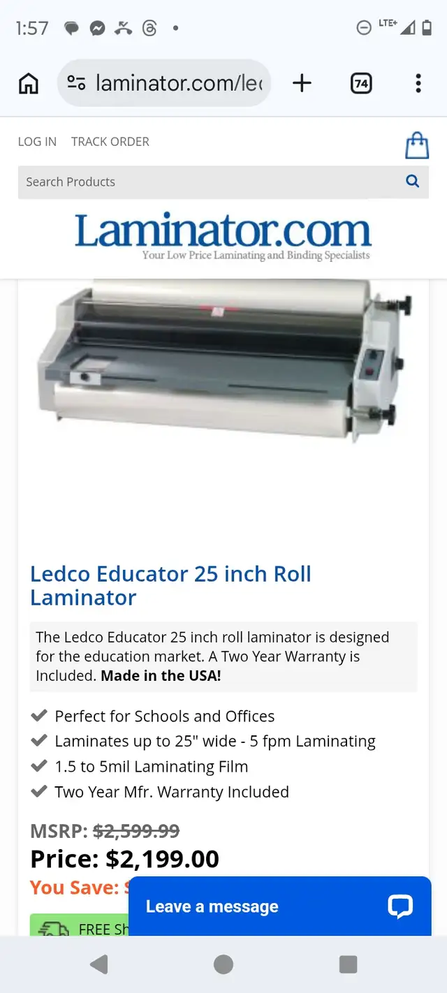 ledco Premiere 25inch thermal laminator - Photo 4