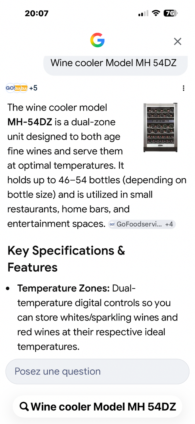 46/54 bottle Eurobid MH54DZ Wine Cooler.Best offer! - Photo 6