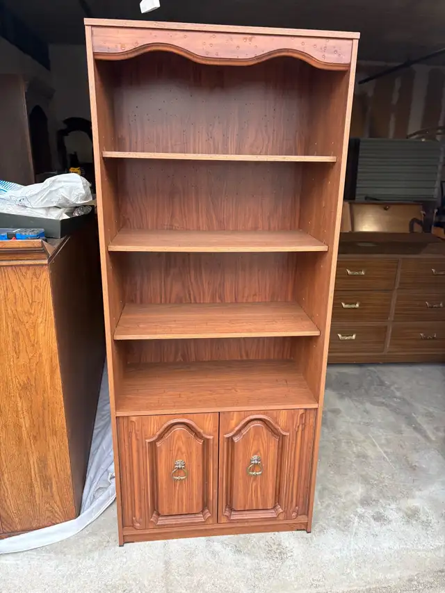 Free delivery used Wooden Bookcase with Cabinet - Photo 2