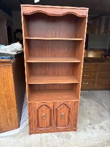 Free delivery used Wooden Bookcase with Cabinet - Photo 2