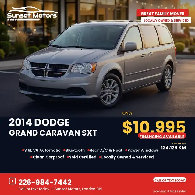 2014 Dodge Grand Caravan SXT | $10,995 | Certified | Sunset Moto