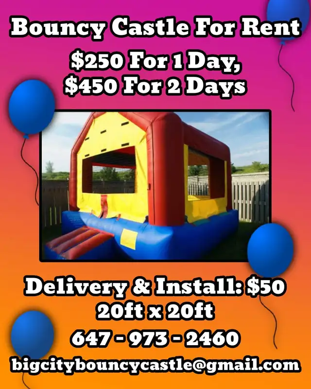 Commercial bouncy castle for rent in the GTA TODAY!