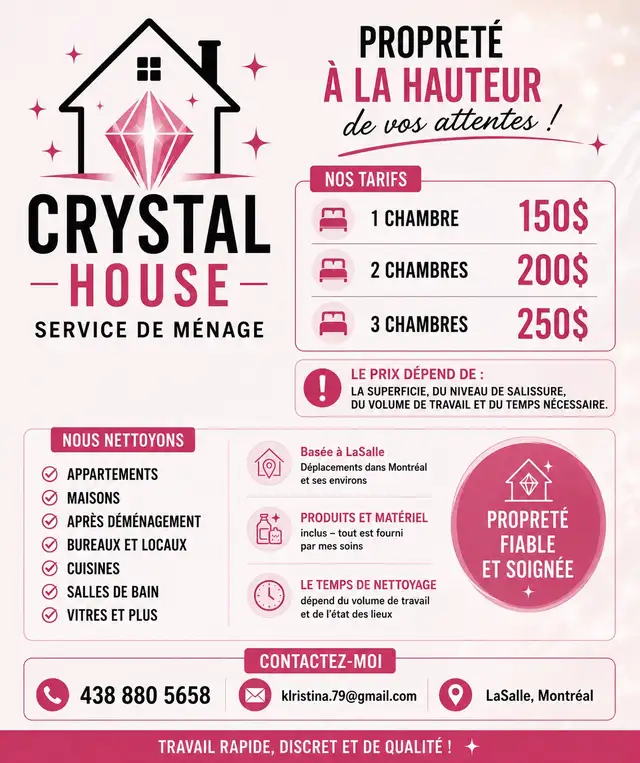 Service de ménage Montréal | Crystal House