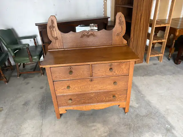 Free delivery used Antique Oak Dresser - Photo 5