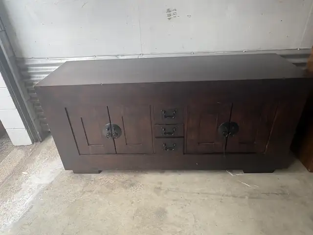 Free delivery used Dark Wood Sideboard Cabinet with Drawers - Photo 2